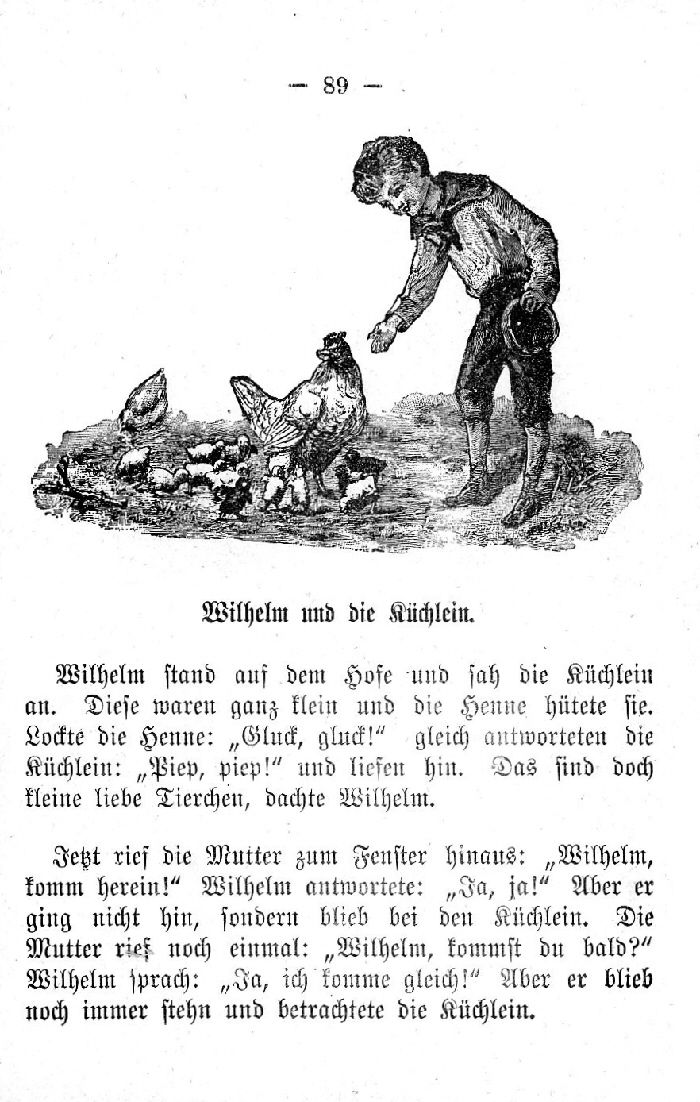 Deutsche Fibel -Wilhelm und die Küchlein