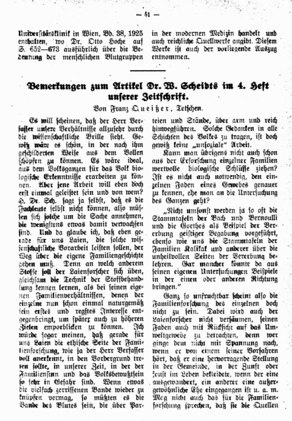 Bemerkungen zum Artikel Dr. W. Scheidts im 4. Heft unserer Zeitschrift - 1