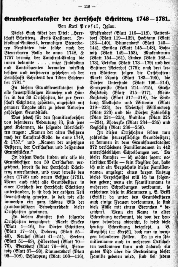 Grundsteuerkataster der Herrschaft Schittenz 1748-1781 - 1