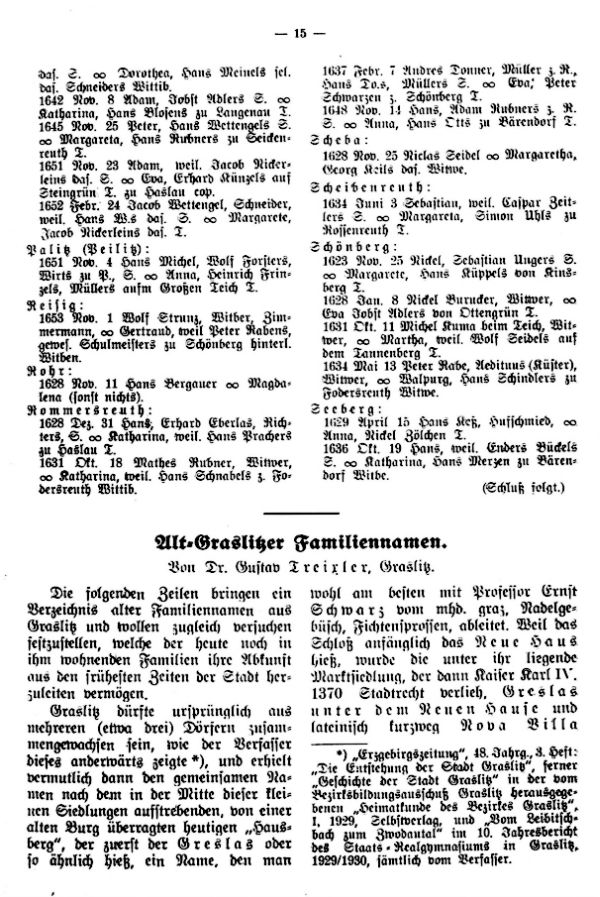Alt-Graslitzer Familiennamen - 1