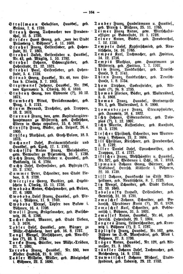 Olmützer Neubürger aus Böhmen, Mähren, Schlesien und der Slowakei 1668-1848 - 2