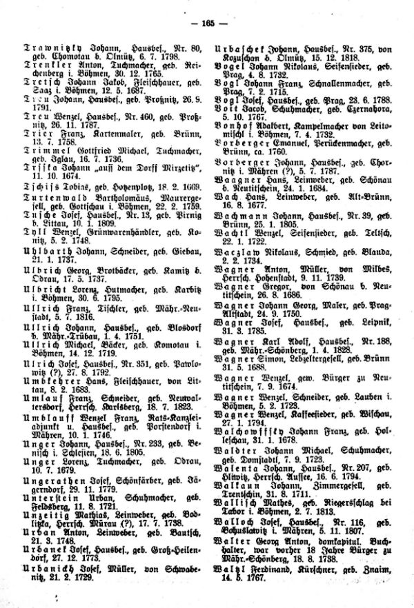 Olmützer Neubürger aus Böhmen, Mähren, Schlesien und der Slowakei 1668-1848 - 3