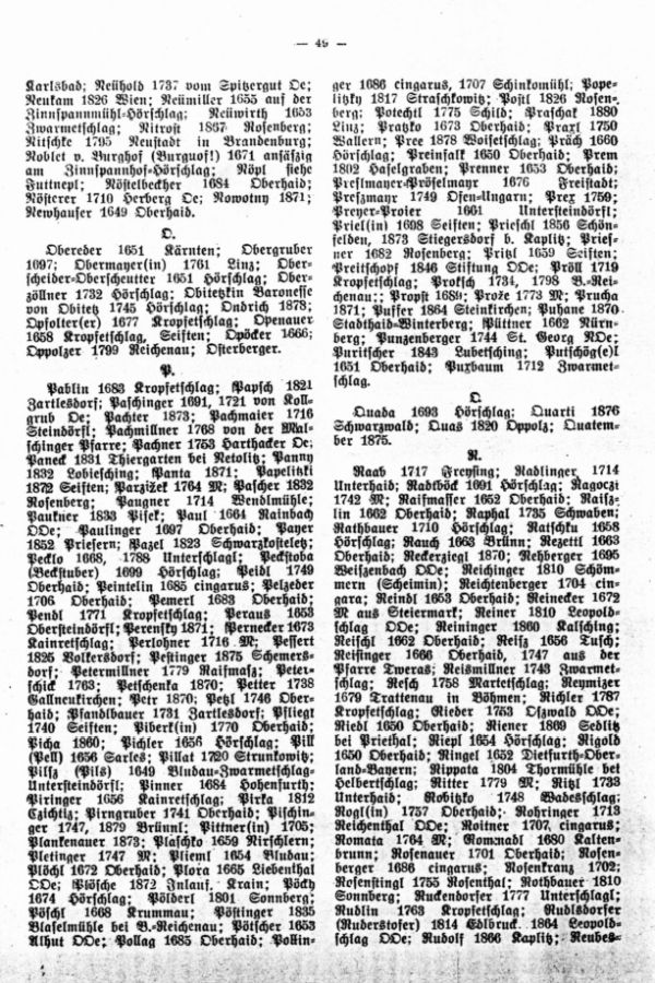 Familiennamen in der Pfarre Oberhaid bei Kaplitz - 2