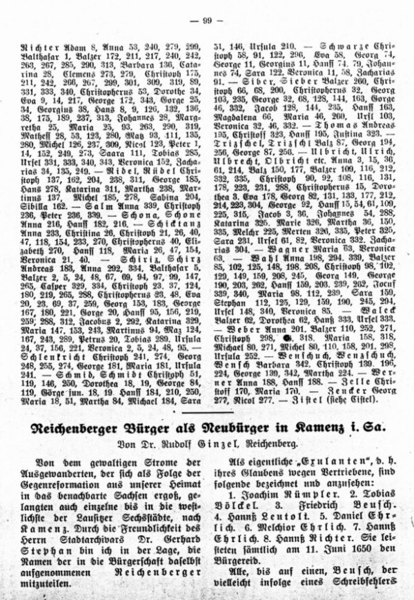 Reichenberger Bürger als Neubürger in Kamenz i.Sa.