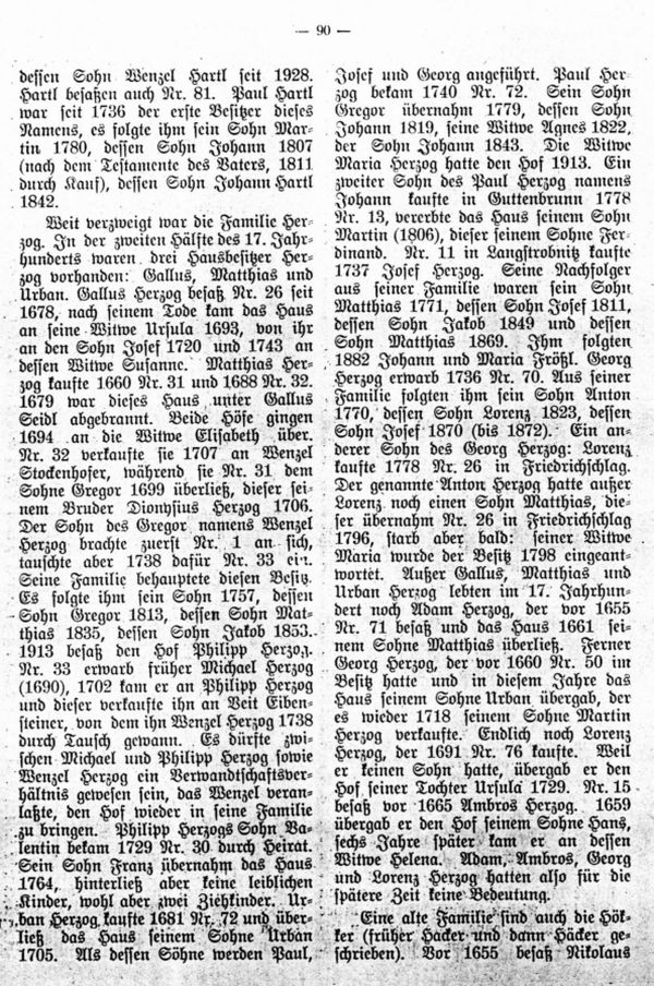 Charakteristische Namen von Langstrobnitz (1650-1850) - 4