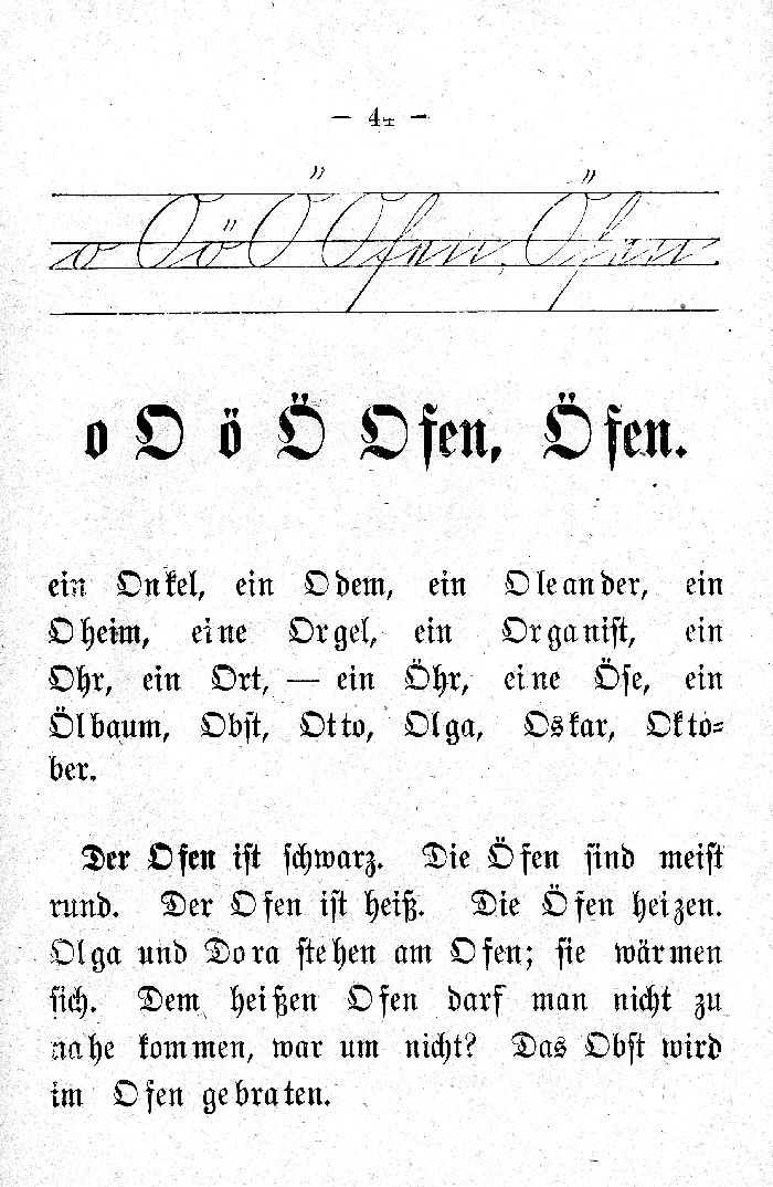 Deutsche Fibel -O - Ö (Schreibschrift /Druckschrift)