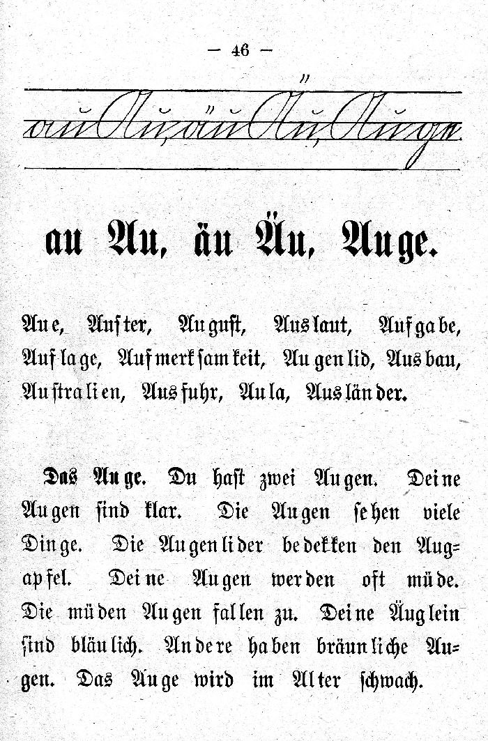 Deutsche Fibel -Au - Aü (Schreibschrift /Druckschrift)