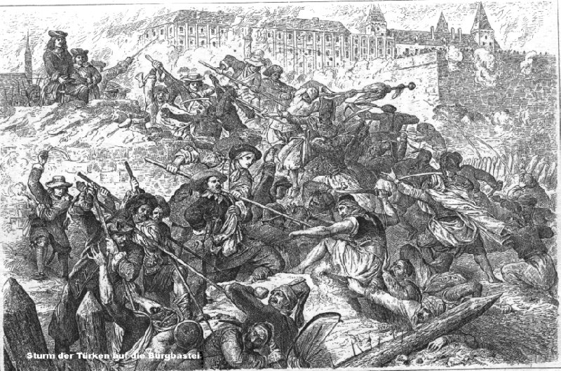 Sturm der Türken auf die Burgbastei
